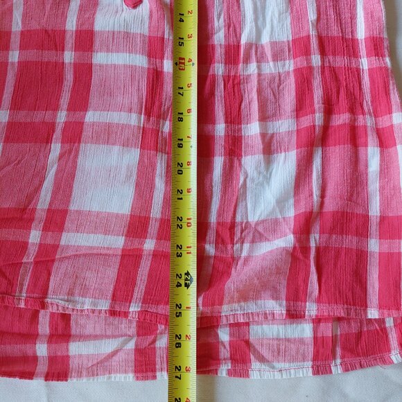 St. John's Bay Tonic Blouse, Pink & White Plaid Shirt With a V-neckline Size L - Picture 9 of 10